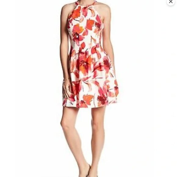 Vince Camuto | Pleated Floral Halter Dress | SZ 4/6 - Picture 1 of 8